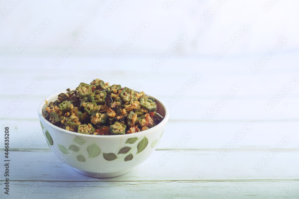 Indian traditional Okra fry or Ladies finger Indian traditional Okra fry or Ladies finger