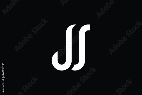 SJ logo letter design on luxury background. JS logo monogram initials letter concept. SJ icon logo design. JS elegant and Professional letter icon design on black background. J S SJ JS