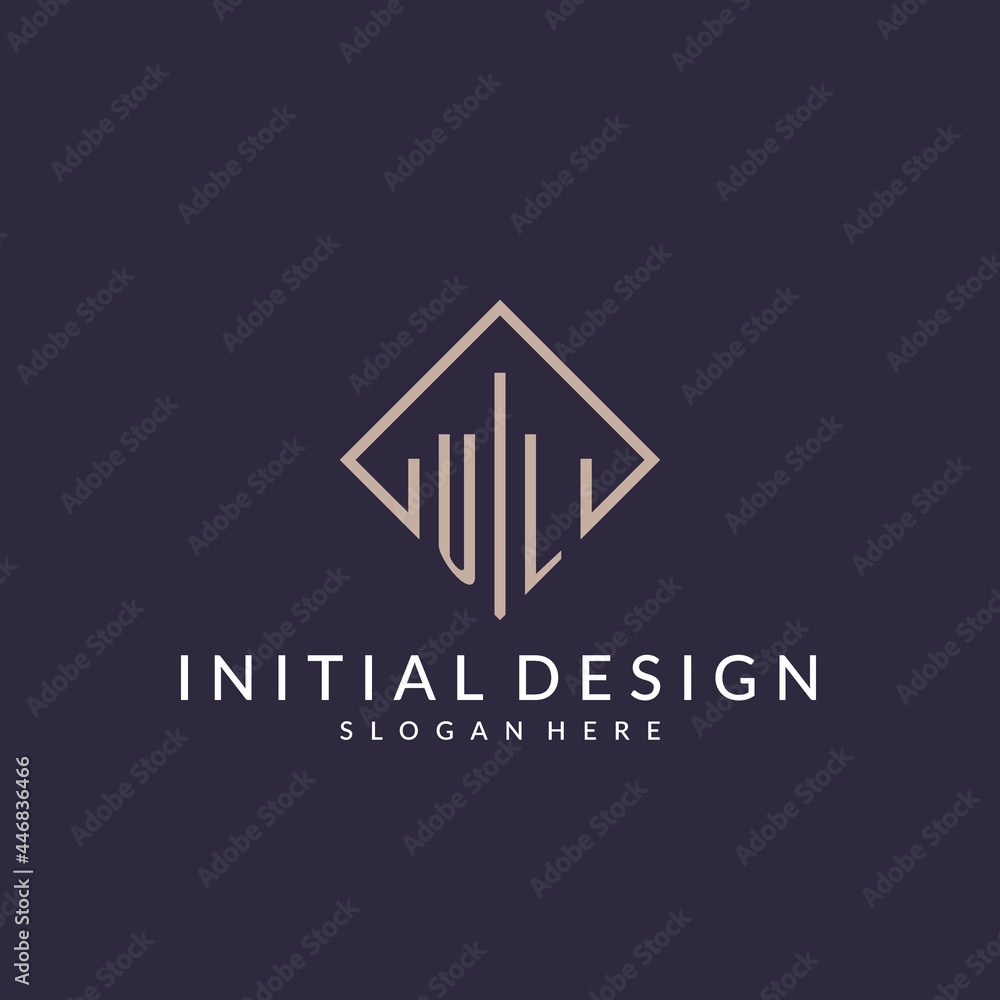 UL initial monogram logo with rectangle style design - obrazy, fototapety, plakaty 