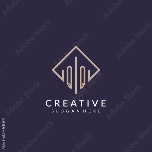 QQ initial monogram logo with rectangle style design