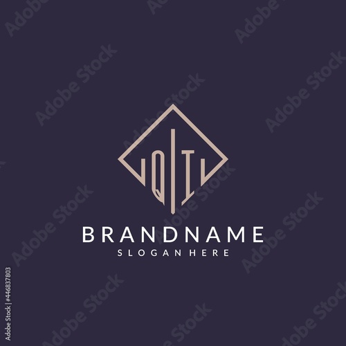 QI initial monogram logo with rectangle style design