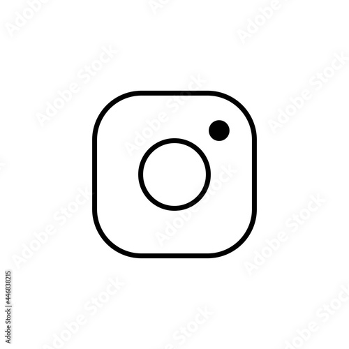 Simple camera sign thin line illustration icon in black, outline flat style pictogram film camera. Social network or messenger. For app, graphic design, infographic, web, ui, ux, dev. Vector EPS 10
