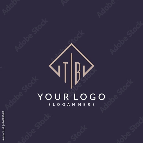 TB initial monogram logo with rectangle style design