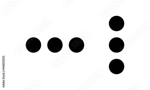 Menu three dots line icon in black. Graphic elements for your site. Trendy flat style isolated symbol, used for: illustration, outline, logo, mobile, app, emblem, design, web ui, ux. Vector EPS 10