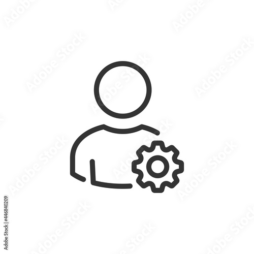 Profile user settings icon with cog. Account settings.