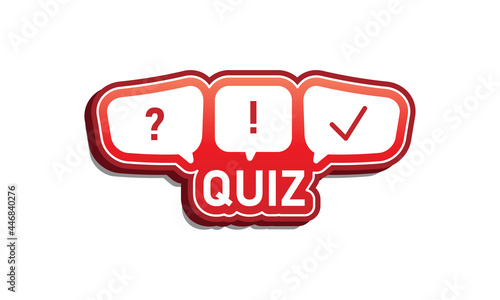 Quiz logo with speech bubble symbols, concept of questionnaire show sing, quiz button, question competition, exam,