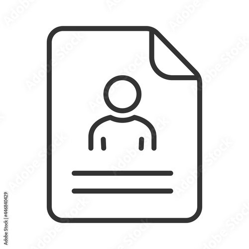Employee portfolio document icon. Job resume icon. CV letter, document, list. Personal recruitment information. Career biography