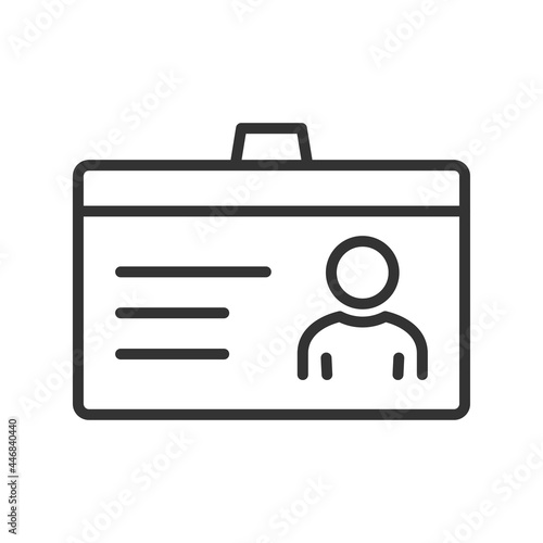 Identification Card Icon. Personal info data icon. User or profile card details symbol, identity document with person photo and text. Car driver, driving license, id card
