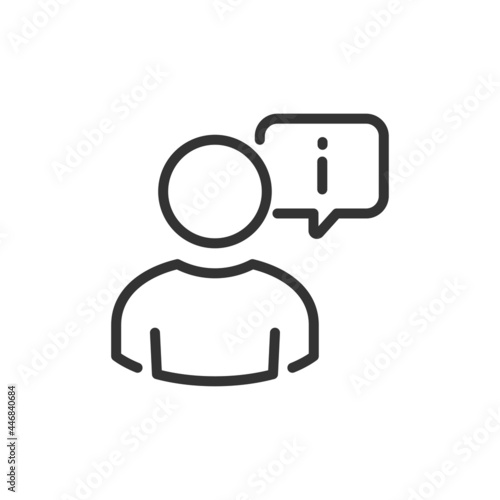 Info support icon. Customer help, information, message bubble, tip icon