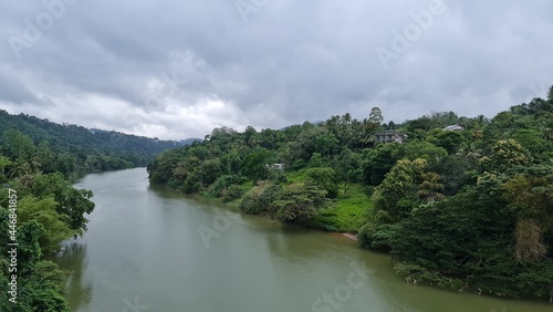 sri lanka mahaveli river in birds eye, rainy day