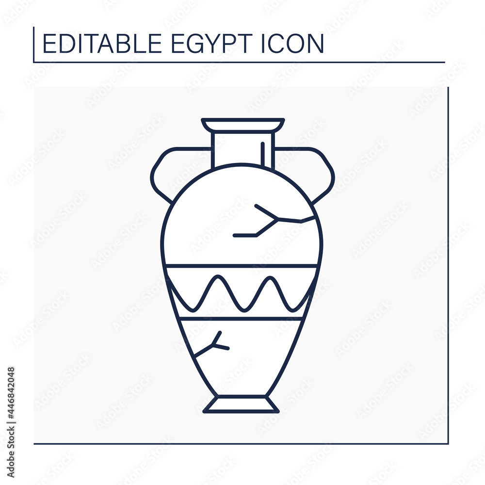 Ancient jar line icon. Amphora with long neck and two handles. Ancient Egyptian jar for vine. Egypt concept. Isolated vector illustration. Editable stroke Ancient jar line icon. Amphora with long neck and two handles. Ancient Egyptian jar for vine. Egypt concept. Isolated vector illustration. Editable stroke