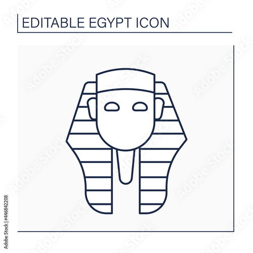 Pharaoh line icon. King of ancient Egypt civilization. Royal family. Uses power or authority to oppress others.Egypt concept. Isolated vector illustration. Editable stroke