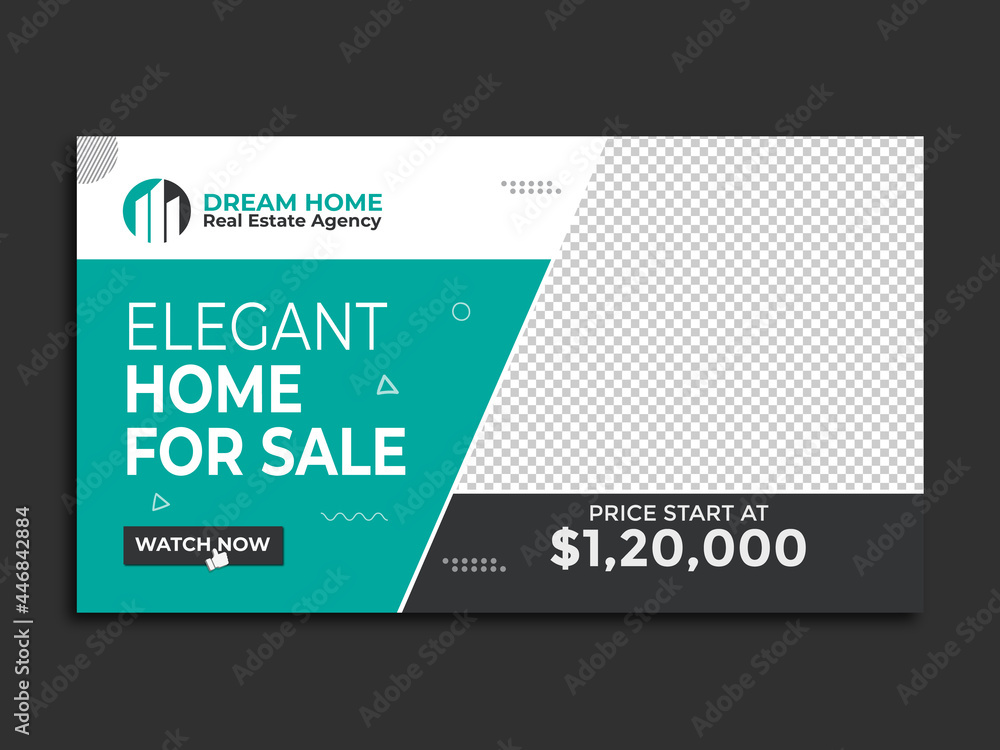 Fototapeta premium Home sale youtube thumbnail real estate agency rent or web banner template & video thumbnail template.
