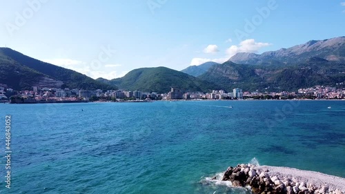 View of the city of Budva. Aerial photography