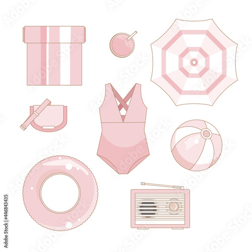 Set of summer clothes and things for summer holidays