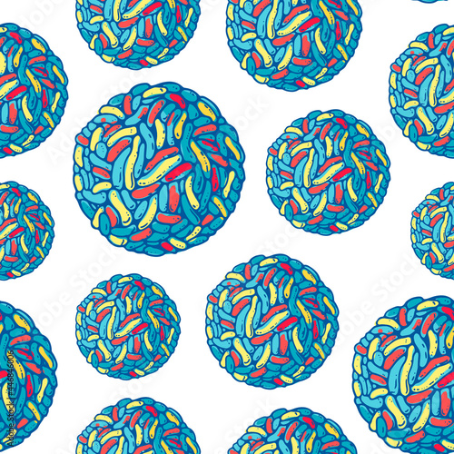 Doodle seamless pattern. Colorful background. Hand drawn illustration.