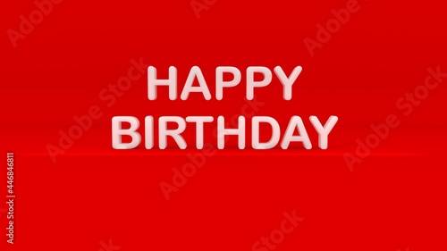 happy birthday 3d text on red background 3d illustration 