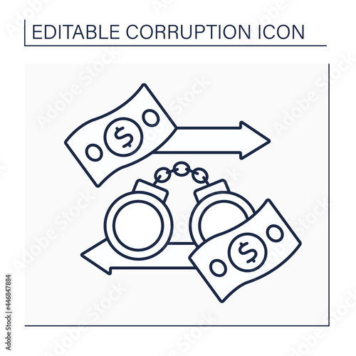 Illicit financial flows line icon. Illegal capital outflow. Money illegally earned, transferred, or spent. Corruption concept. Isolated vector illustration. Editable stroke