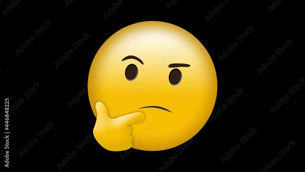 Digital animation of decorative designs over thinking face emoji against black background Digital animation of decorative designs over thinking face emoji against black background