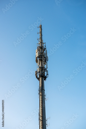 Mobile phone transmitter against blue sky
