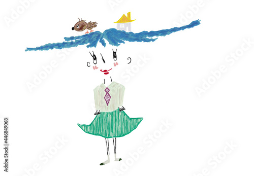 girl in a dress with a butterfly