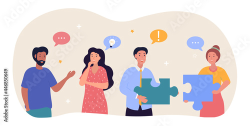 Employee engagement concept. Close knit team and the loyalty employee. Professional labor inspiration and assessment with company appreciation and satisfaction ir workplace. Flat vector illustration photo