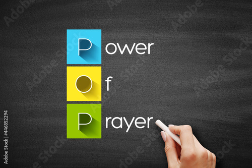 Billede på lærred POP - Power Of Prayer acronym, concept on blackboard