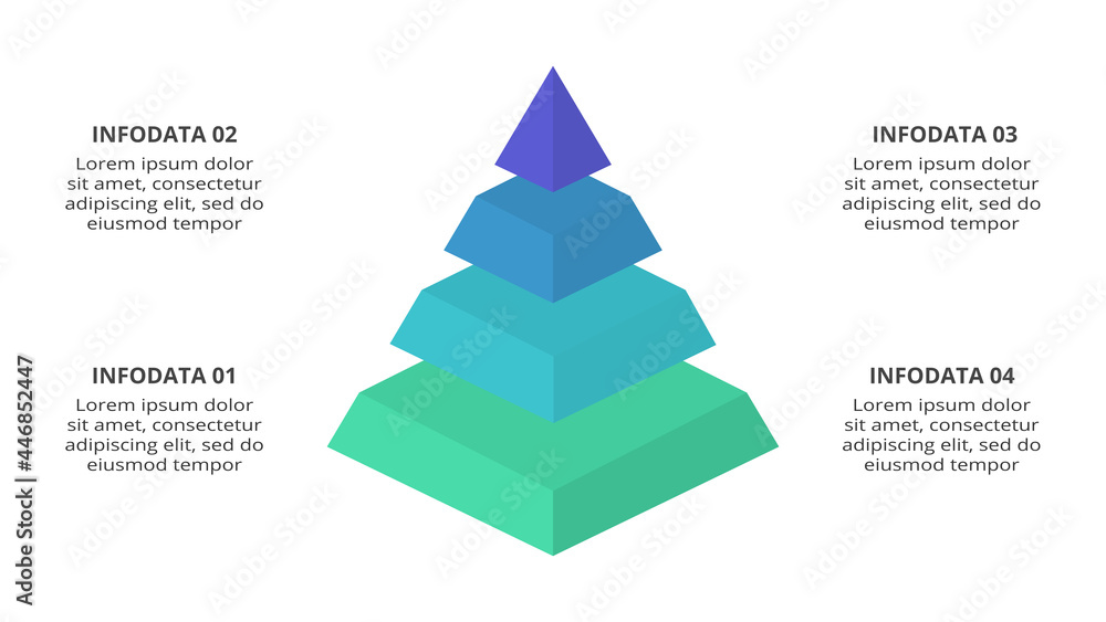 Fototapeta premium Vector pyramid up arrows infographic, diagram chart, triangle graph presentation. Business timeline concept with 4 parts