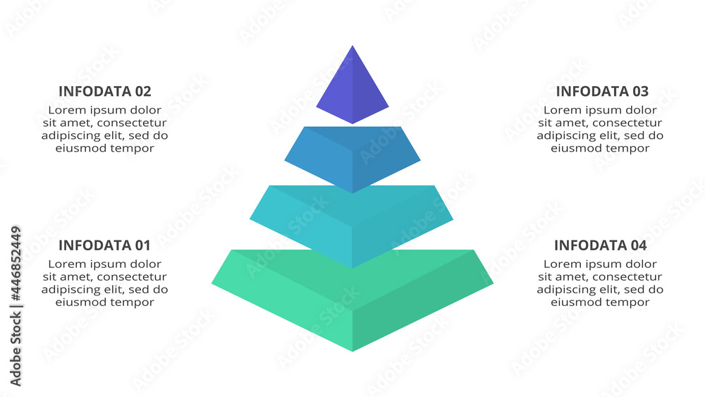Fototapeta premium Vector pyramid up arrows infographic, diagram chart, triangle graph presentation. Business timeline concept with 4 parts