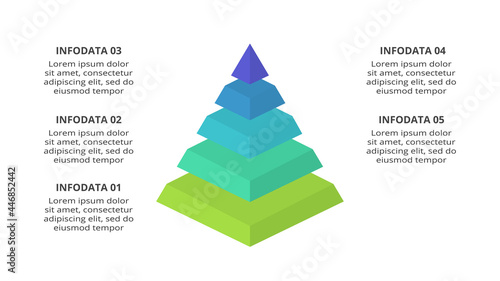 Vector pyramid up arrows infographic, diagram chart, triangle graph presentation. Business timeline concept with 5 parts