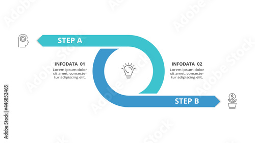 Creative concept for infographic with 2 steps, options, parts or processes. Business data visualization.