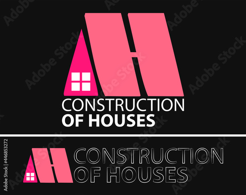 Real estate, builder logo, construction logo, creative logo house shape vector illustration color design template