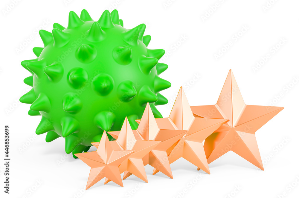 Spiky balls with five golden stars. 3D rendering Spiky balls with five golden stars. 3D rendering