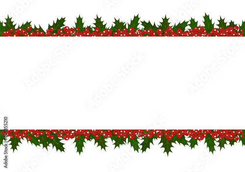 Illustration of a frame from a Christmas plant holly. Background for the holiday
