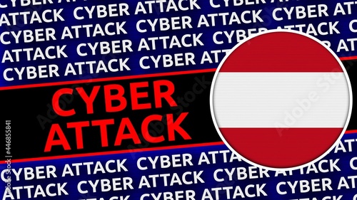 Free Download Austria Circular Flag with Cyber Attack Titles - 3D Illustration - GFXLoad