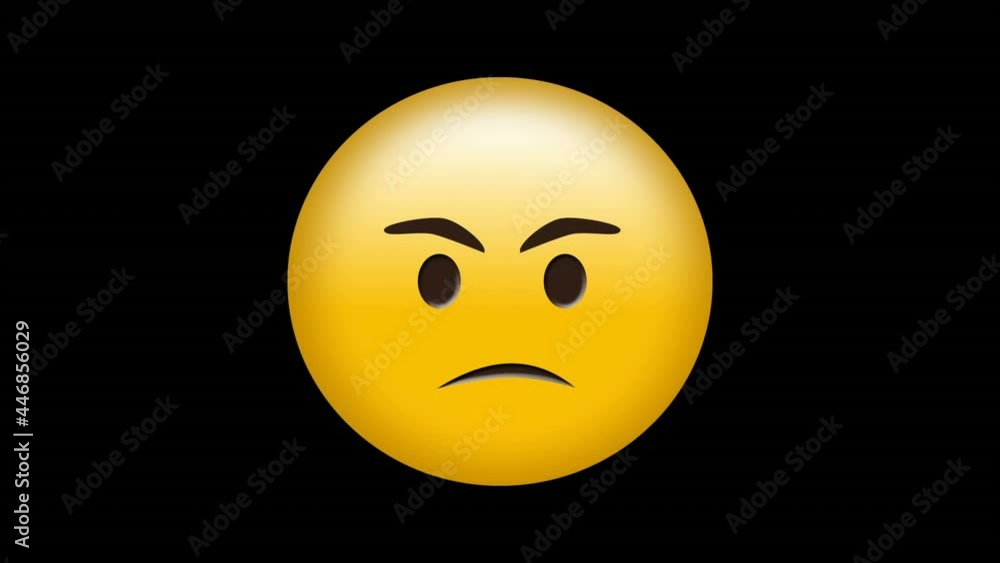 Digital animation of red particles floating over angry face emoji on black background Digital animation of red particles floating over angry face emoji on black background