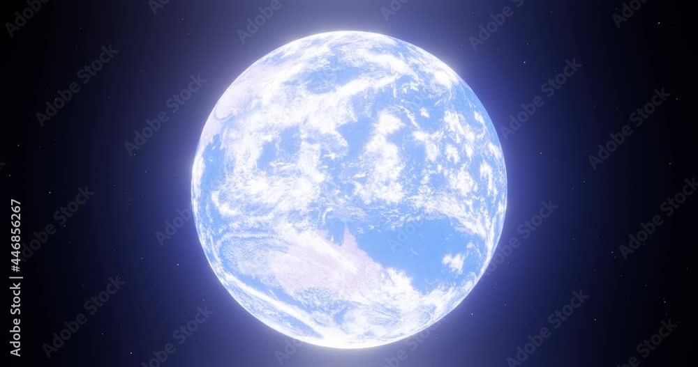 Planeta tierra con su atmosfera en el espacio girando en su propio eje. 