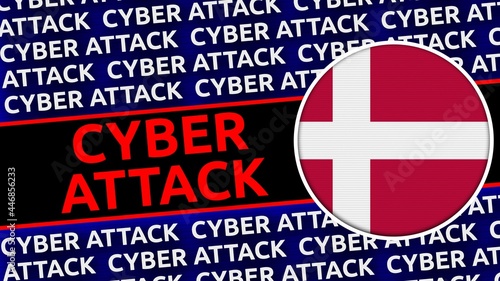 Free Download Denmark Circular Flag with Cyber Attack Titles - 3D Illustration - GFXLoad