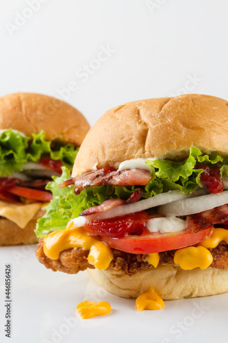 two burger close up, chicken burger © yennyleen