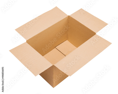 Open cardboard box on white background isolate