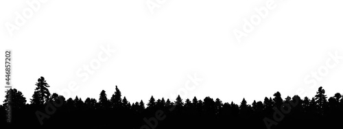 Forest silhouette - border, illustration. Trees silhouette.