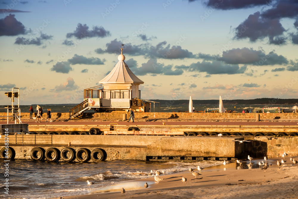 Landscapes of Poland. Beautiful sunset at Baltic sea. Ustka.