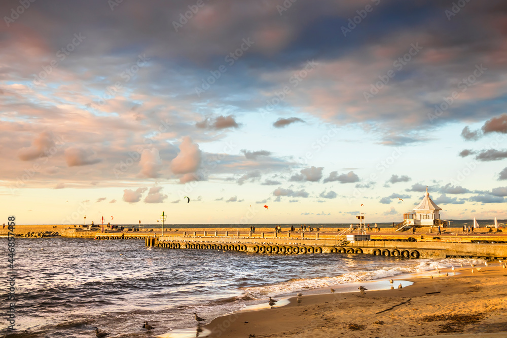 Landscapes of Poland. Beautiful sunset at Baltic sea. Ustka.