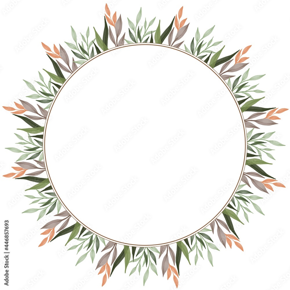 circle frame with green and orange leaf border for wedding card circle frame with green and orange leaf border for wedding card