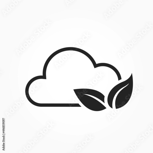 zero emissions line icon. clean air, ecology and environment symbol. cloud and leaves