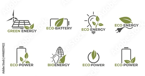 sustainable energy icon set. eco friendly, green technology. alternative and renewable power symbols