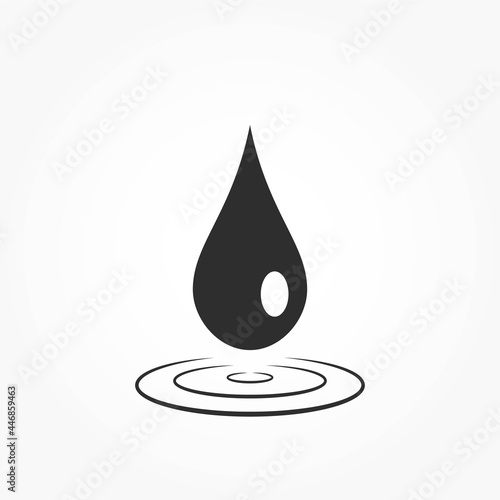 water drop icon. circles on the water. rain droplet symbol. isolated vector image