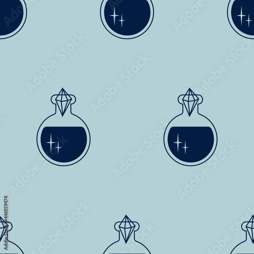 Vector magic seamless pattern with bottles with a potion. Mystical esoteric background.