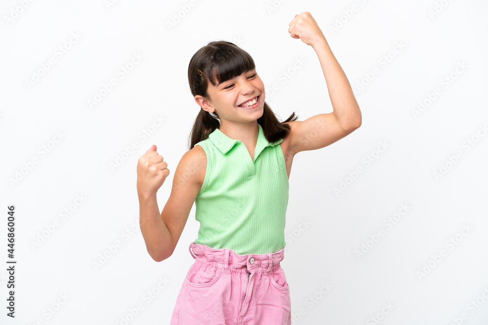 Little caucasian kid isolated on white background celebrating a victory Little caucasian kid isolated on white background celebrating a victory