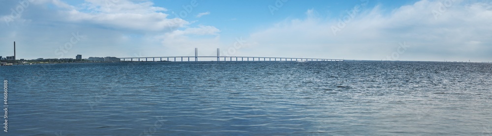 Panoramic view of Oresund Bridge connecting Denmark and Sweden - Malmo, Sweden